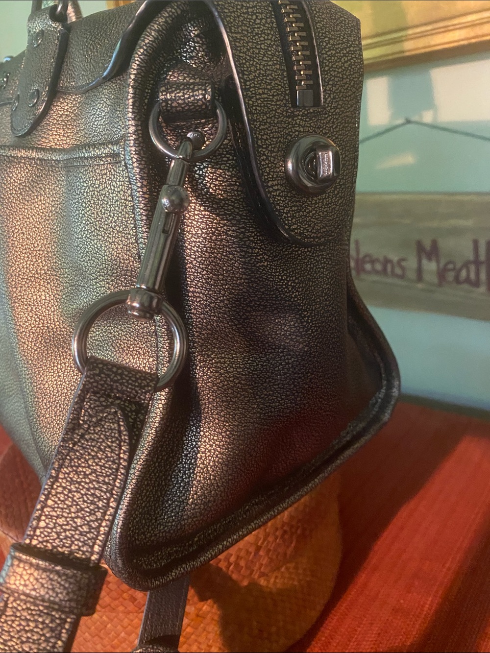 Coach Rhyder 24 Satchel Shoulder Crossbody Bag in Metallic Gunmetal Leather - Picture 5 of 16